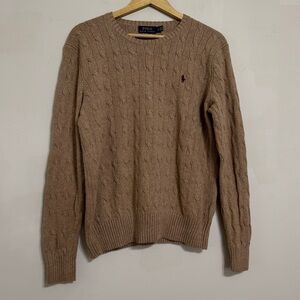 Polo Ralph Lauren Tan Silk Cable Cord Sweater Size L
